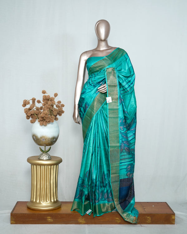 Floral Printed Tussar Silk Saree SAN4214