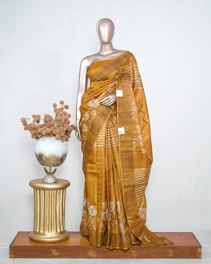 Printed Tusser Silk Saree SAN4213