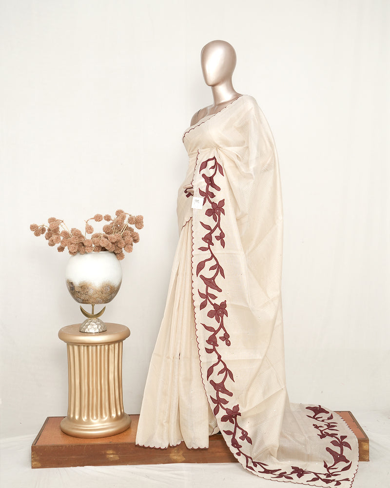 Tissue Kota Appliqué Embroidery Saree SAN5168