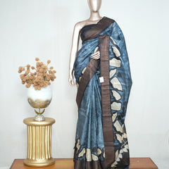 Floral Printed Tussar Silk Saree SAN4178
