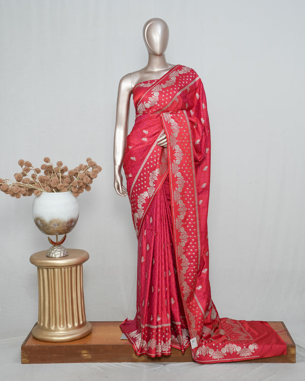 Rani Pink Pure Satin Banarasi Saree  SAN5289