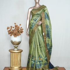 Floral Printed Tussar Silk Saree SAN4197