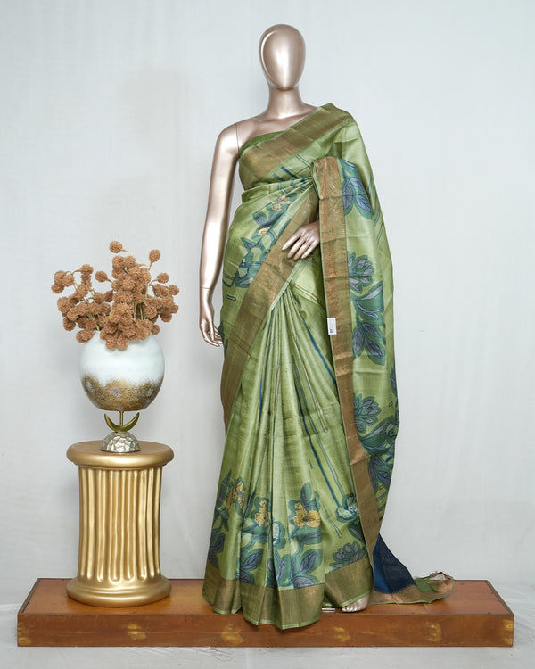 Floral Printed Tussar Silk Saree SAN4197