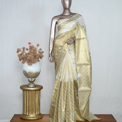 Pure Off-White Golden Tissue Saree  SAN4257