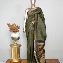 Tussar Silk Saree with Kalamkari Pallu SAN4051