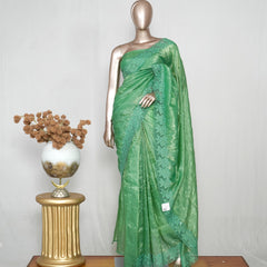 Shimmer Crushed Satin _ Crushed Tissue EMB Saree (₹4300) B 004119