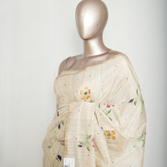Ivory Floral Hand-Painted Kota Saree A SAN5318