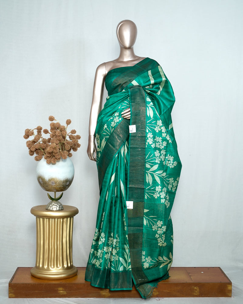 Floral Printed Tussar Silk Saree SAN4204