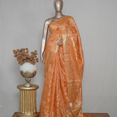 Linen Silk Saree with Banarasi Weaving                            SAN4060