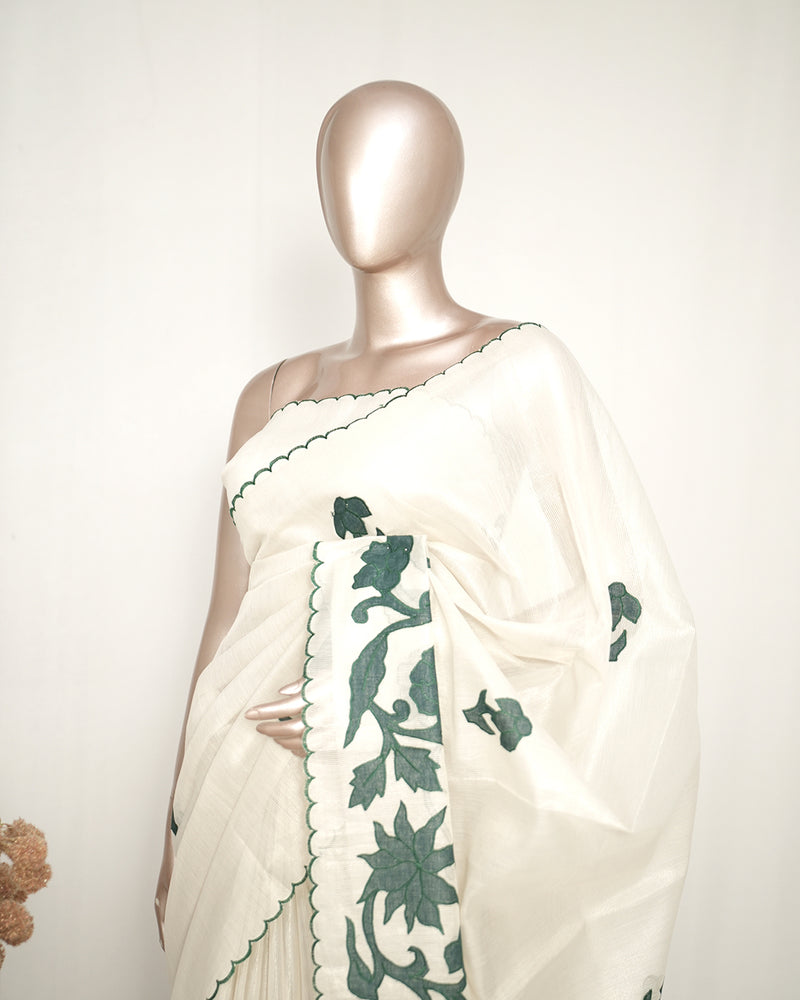 Tissue Kota Applique Embroidery Saree SAN5167