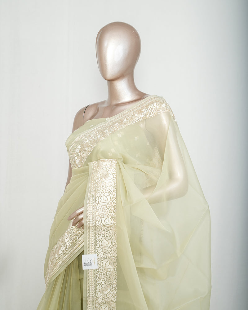 Pastel Pistachio Organza Saree A  SAN5312