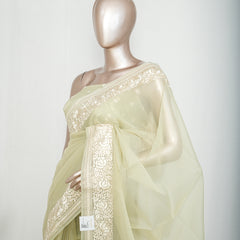 Pastel Pistachio Organza Saree A  SAN5312