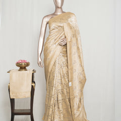 Light Golden Jacquard Banarasi semi silk Saree  SAN4550