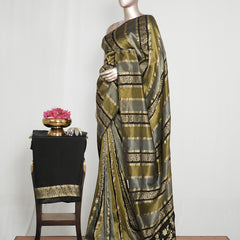Black with antique golden banarasi semi silk Saree SAN4656
