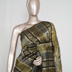 Black with antique golden banarasi semi silk Saree SAN4656
