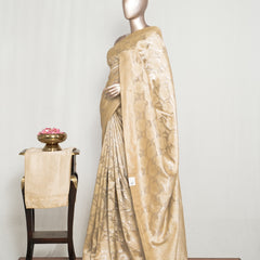 Light Golden Jacquard Banarasi semi silk Saree  SAN4550