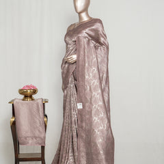Dusty Lavender Jacquard Banarasi semi silk Saree  SAN4551