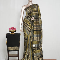 Black with antique golden banarasi semi silk Saree SAN4656