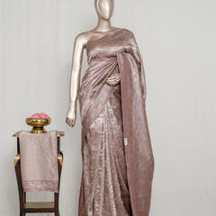 Dusty Lavender Jacquard Banarasi semi silk Saree  SAN4551