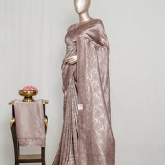 Dusty Lavender Jacquard Banarasi semi silk Saree  SAN4551