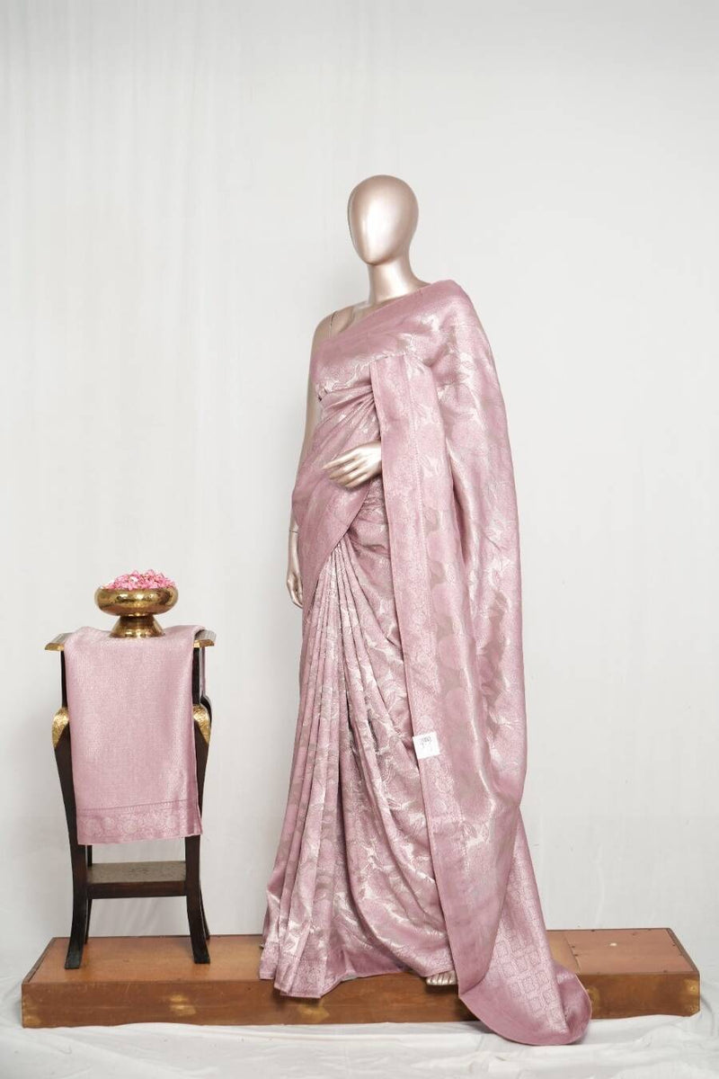Soft Blush Pink Jacquard banarasi semi silk Saree SAN4553