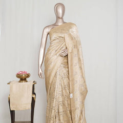 Light Golden Jacquard Banarasi semi silk Saree  SAN4550