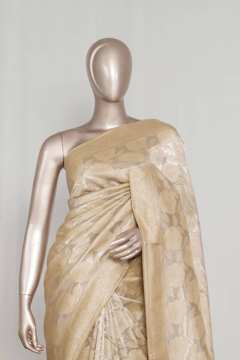 Light Golden Jacquard Banarasi semi silk Saree  SAN4550