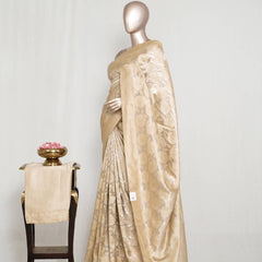 Light Golden Jacquard Banarasi semi silk Saree  SAN4550