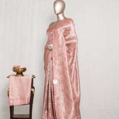 Peach  Jacquard banarasi semi silk Saree  SAN4552