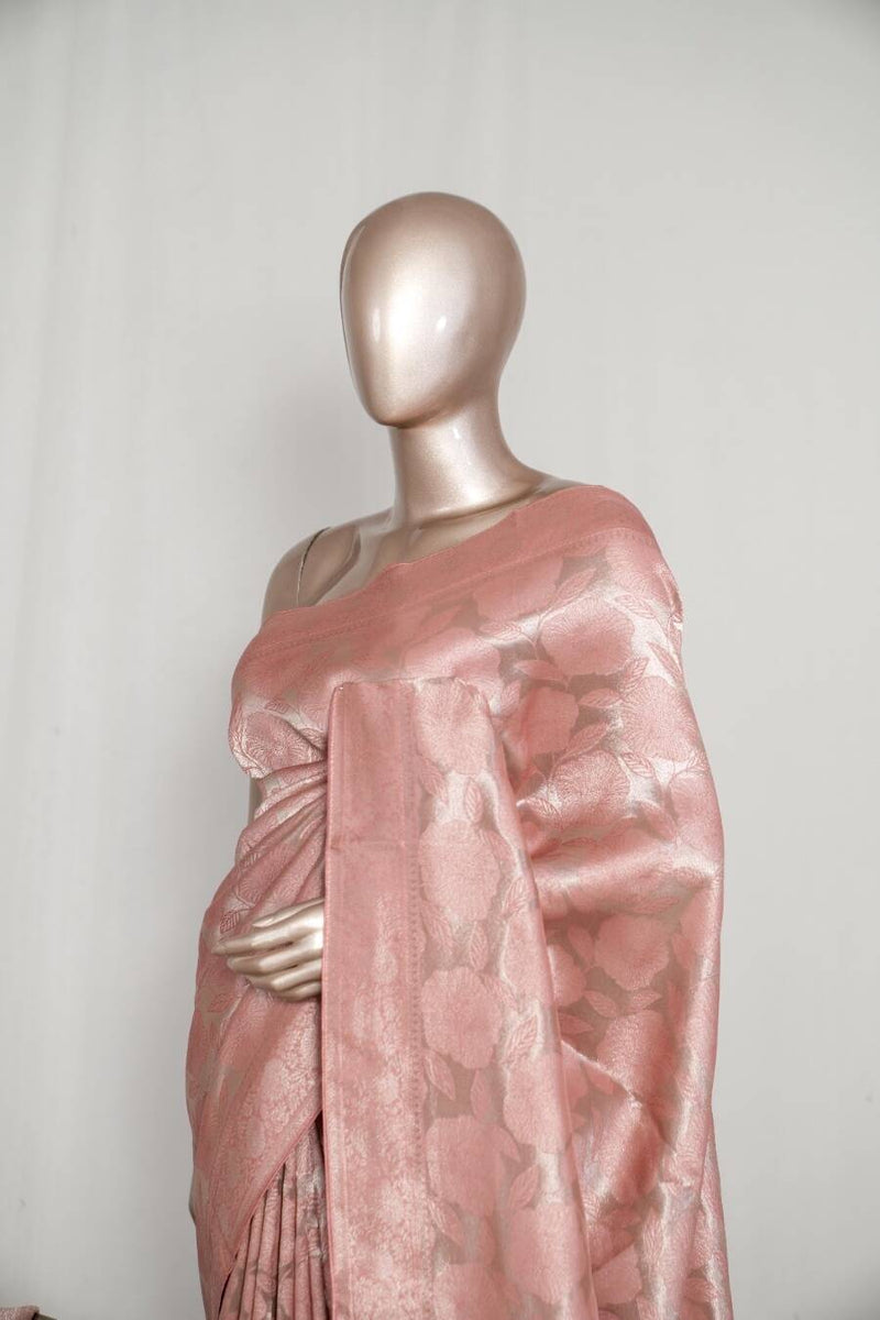 Peach  Jacquard banarasi semi silk Saree  SAN4552