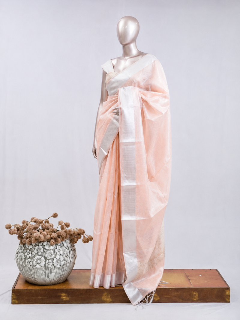 ⁠Pastel Peach tissue cotton linen SAN5485