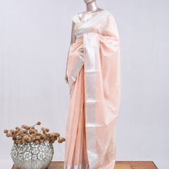⁠Pastel Peach tissue cotton linen SAN5485