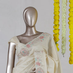 Ivory Blossom Embroidered Onam Saree