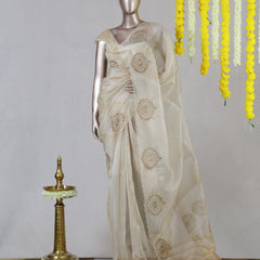 Premium Organza Embroidered Onam Saree