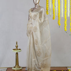 Premium Organza Embroidered Onam Saree