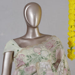 Ivory Pastel Floral Embroidered Saree