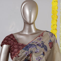 Premium Floral Embroidered Organza Onam Saree