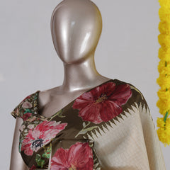 Ivory Floral Border Festive Saree