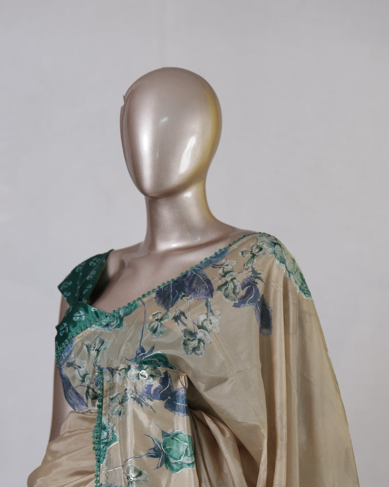 Ivory Floral Border Paper Silk Saree