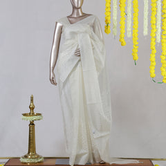 Ivory Chanderi Brocade Onam Saree