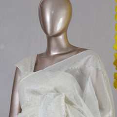 Ivory Chanderi Brocade Onam Saree
