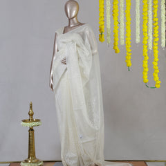 Ivory Chanderi Brocade Onam Saree