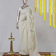 Ivory Chanderi Jacquard Onam Saree