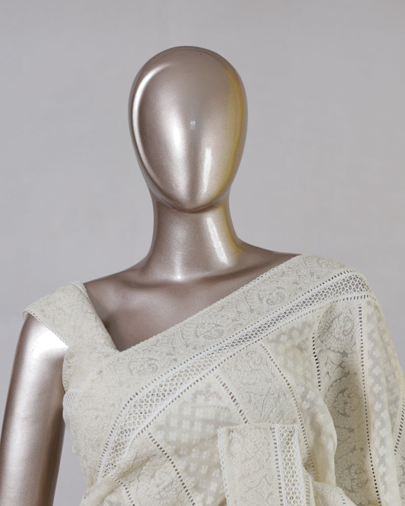 Ivory Chanderi Jacquard Onam Saree