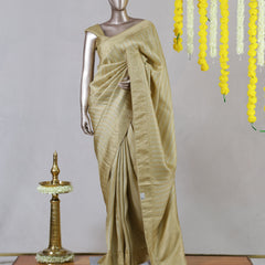 Golden Striped Banarasi Onam Saree