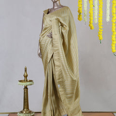Golden Striped Banarasi Onam Saree