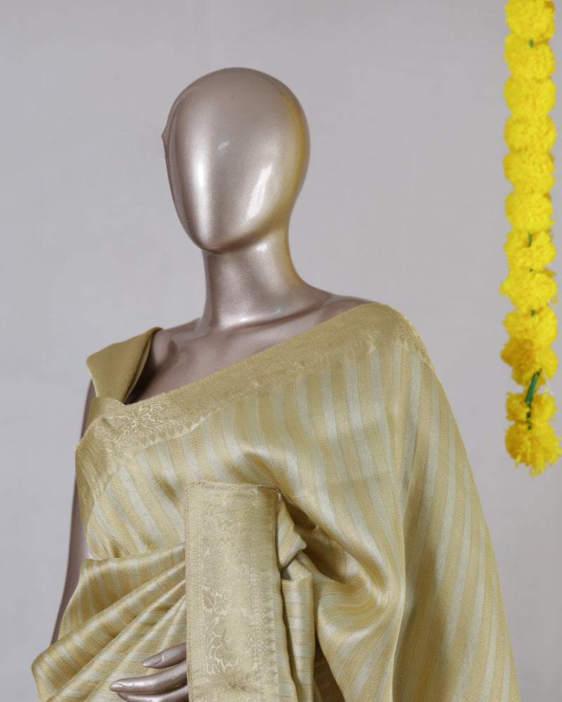 Golden Striped Banarasi Onam Saree