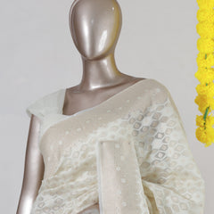 Ivory Chanderi jacquard Onam Saree