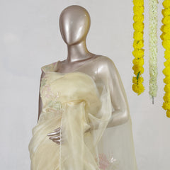 Product Name: Premium Floral Embroidered Organza Onam Saree