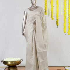 Ivory Chanderi &nbsp;jacquard Onam Saree